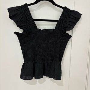 Hill House Black Smocked Blouse